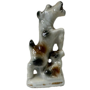 Schnauzer / Terrier Mother Dog w/Puppy Figurine Porcelain Japan Vintage